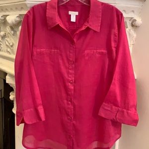 CHICOS FEATHER-LIGHT SUMMER-PERFECT BLOUSE—MINT LIKE NEW!